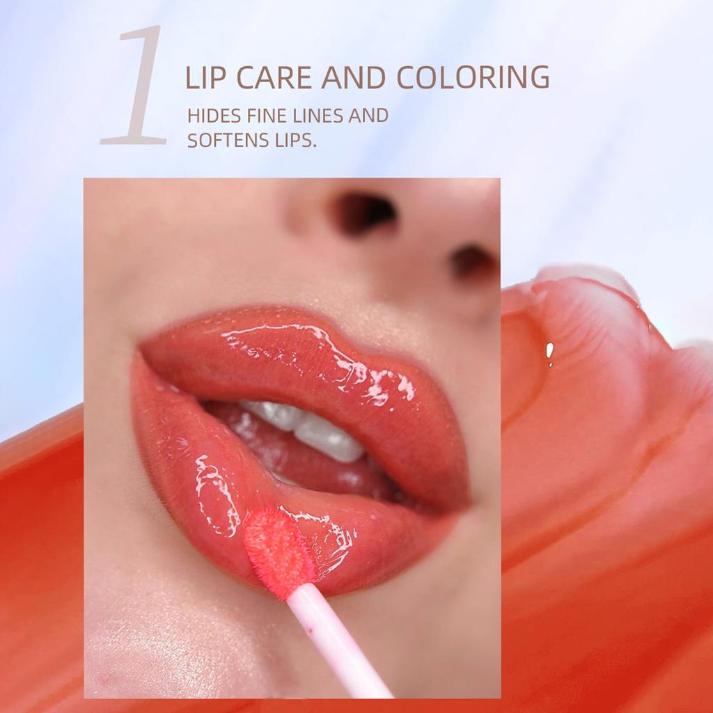 Hydrating Lip Glow Oil, Moisturizing Lip Oil Gloss, Non-Sticky Long Lasting Lip Oil Tinted, Clear Plumping Lip Gloss,2.8g