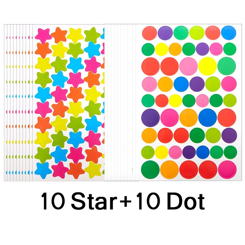 Bunte Scrapbook-Sticker 20 Blatt Punkt Herz Buchstabe Zahl Stern Selbstklebend Niedliche Belohnungssticker Lustiges Geschenk für Junge Mädchen ZYF