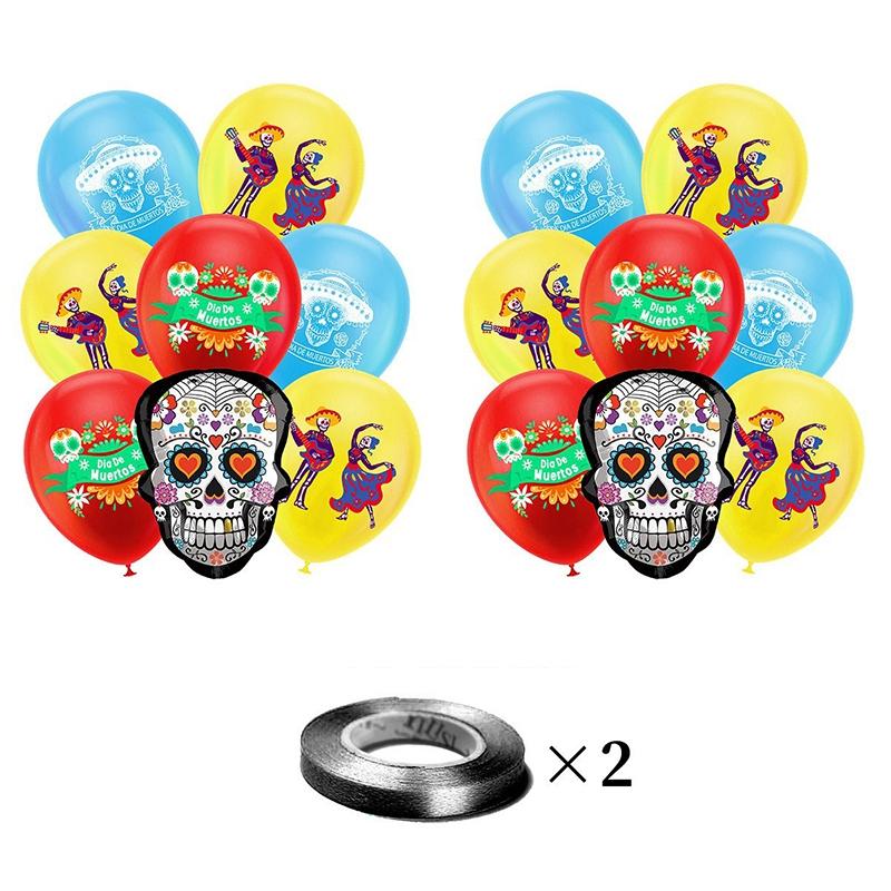 Mexican Day Of The Dead Party Decoration Pull Flag Banner Skull Head Banner Flag Cake Topper Halloween Wall Decoration