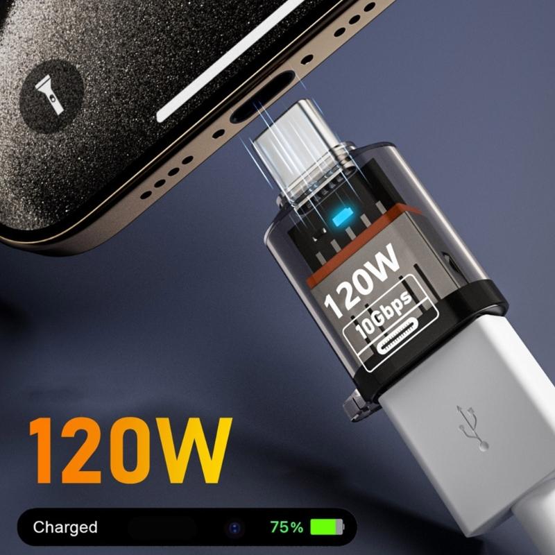 Type-C OTG Adapter Converter Support 10Gbps Data Transfer 120W Charging USB C Male to USB 3.2 Female Adapter Portable