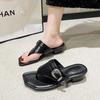 Mode 2025 Zomer Knijptoon Dames Slippers Mode Buiten Metalen Decoratie Nieuwe Riemgesp Strand Bestseller Flip Flops voor Dames