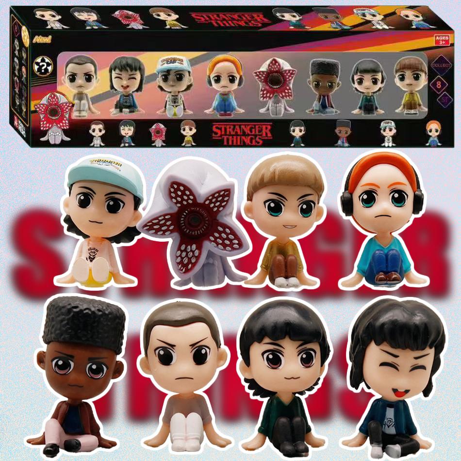 Fashnics 8Pcs/Set Cartoon Characters Toys Cute Eleven Demogorgon Anime Figure Pvc Desktop Decoration Doll Ornaments Model Toys Kids Gifts