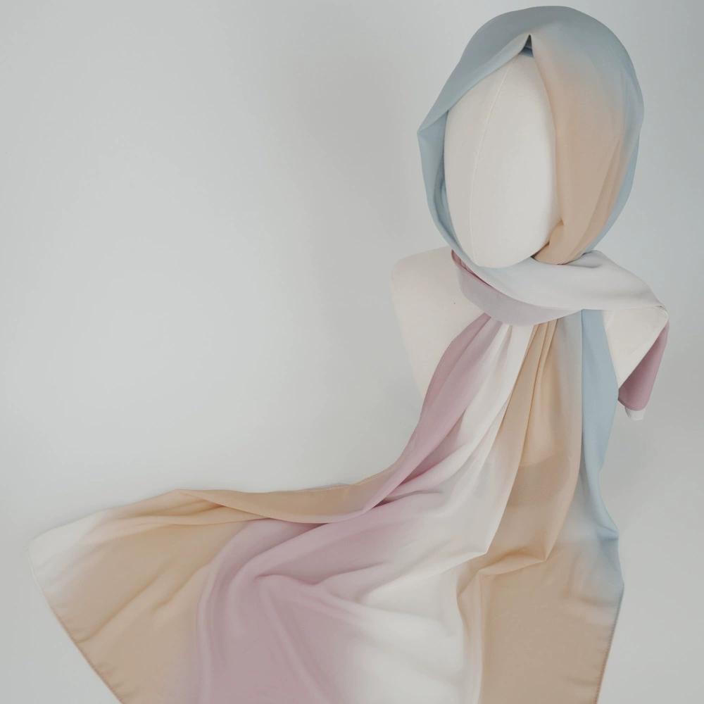 New Gradient Tie-dye Chiffon Hijab Scarf Headscarf Turbans for Women Chiffon Hijabs For Woman Shawls Headband Wrap Head Scarves