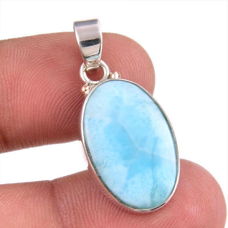 

Natural Republic Larimar Gemstone 925 Solid Sterling Silver Pendant 1.25 i5o16