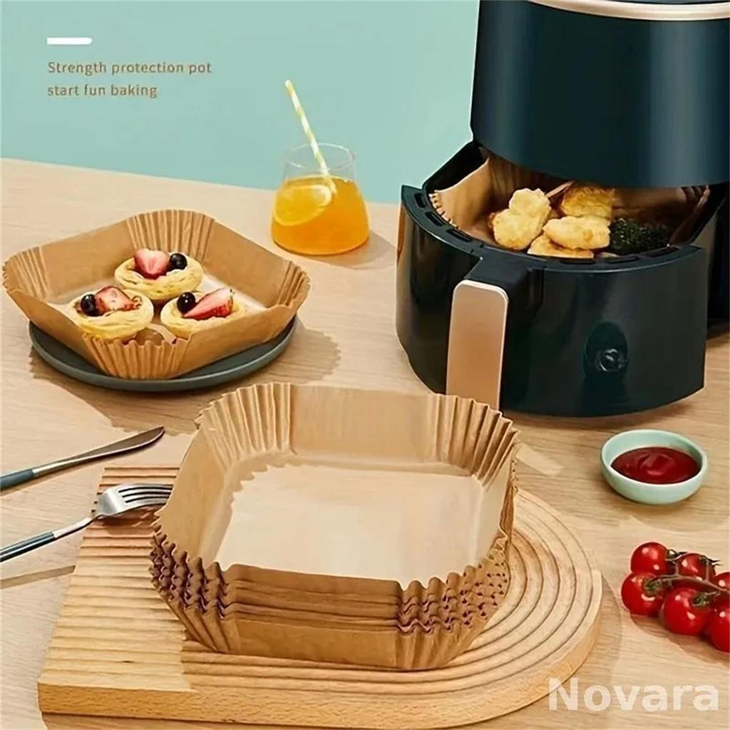 50/100 szt. Kwadratowy papier silikonowy do oleju Wkład do frytkownicy Odpowiedni do większości frytkownic Nieprzywierający frytkownica