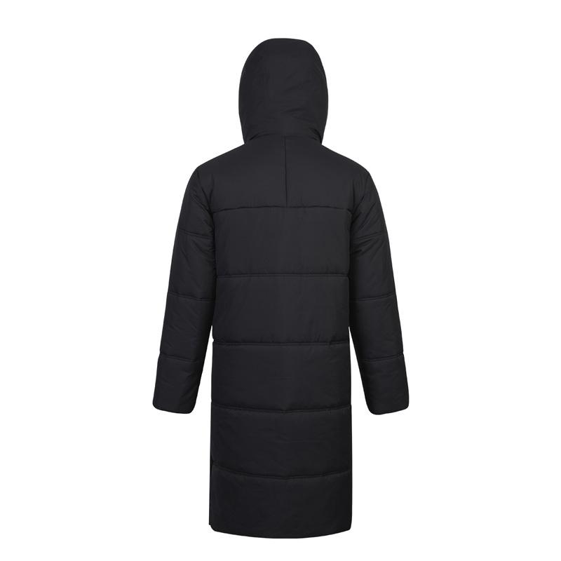 Li Ning Badminton Series Teplý bavlněný kabát ke kolenům s kapucí Pánské kabáty Černý AFMU043-1