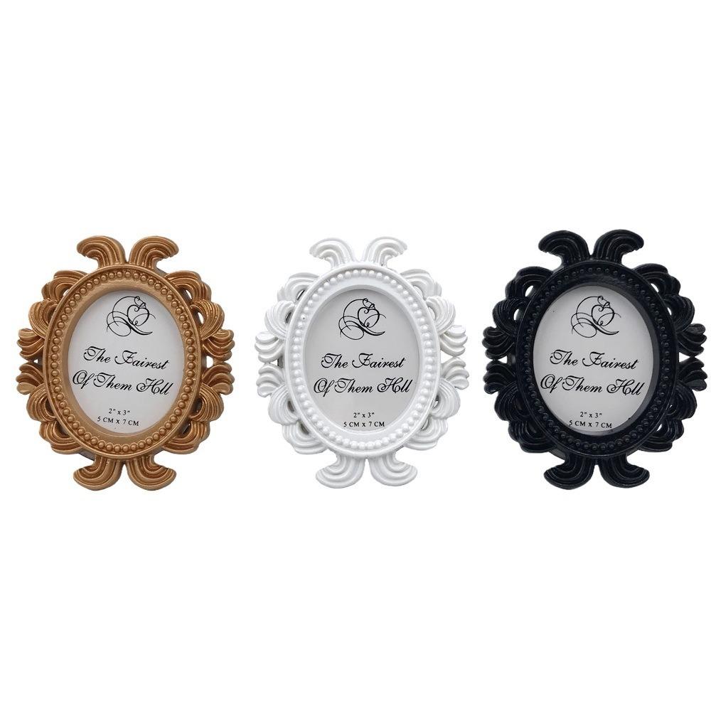 Oval Baroque Frame Resin Material Picture Holder Exquisite Oval Photo Frame  Party Layout