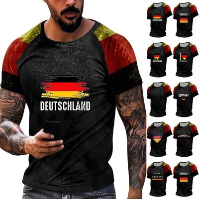 Unisex Casual Loose Fit Short Sleeve T-Shirt with Germany Flag Heart Print Deutschland Graphic Tee for Everyday Wear