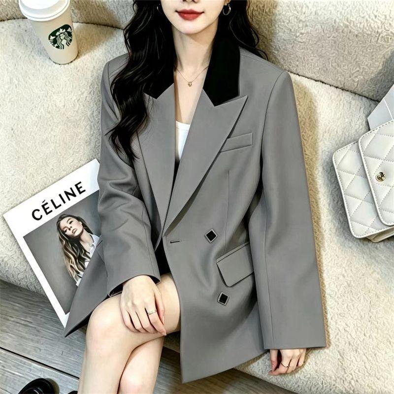Purple New Spring Korean Design Spliced High-End Blazer Casual College Style Women Suit Jacket