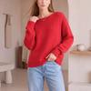 Basic Solid Color Crew Neck Knitted Sweater Loose Long Sleeve Knitted Top Casual Knitted Women's Pullover