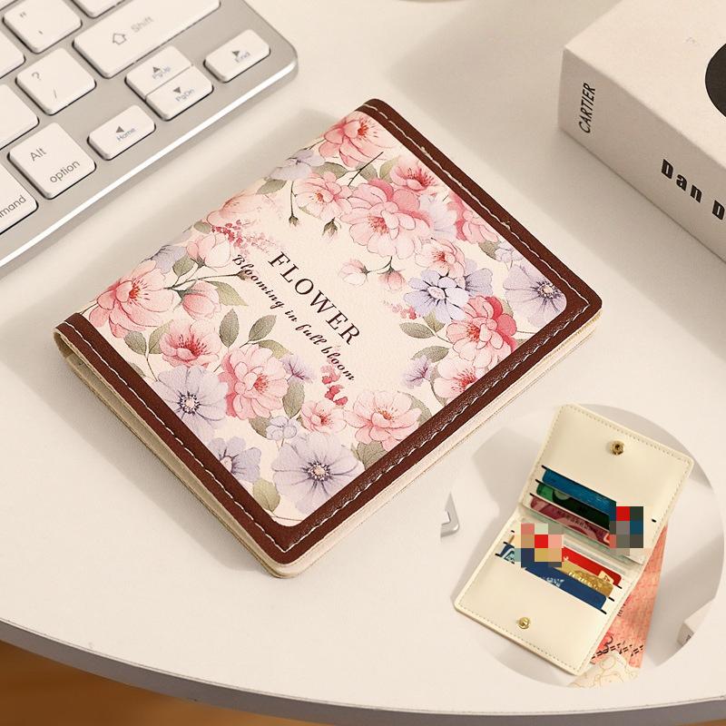 Flower Card Bag Female Niche Advanced Sense Anti-degaussing Card Sleeve Multi-card Cute Small Large Capacity Coin Wallet New