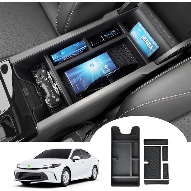 

For Toyota Camry XV80 2025 Center Console Armrest Organizer Tray Durable ABS Black Storage Box With Divider Car Accessories чёрный