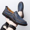Men Brown Slip on Moccasins Hiking Shoes Black Flats Driving Shoes Blue Handmade Casual Wide Head Shoes Plus Size
