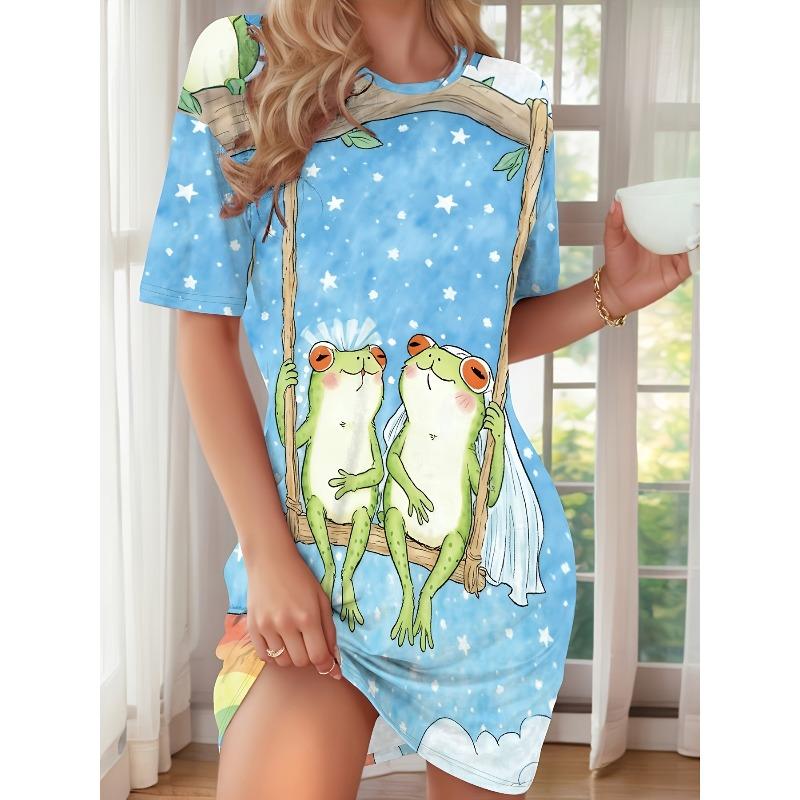 3D Cat Printed Casual Versatile Fashion Women's Summer Dresses High-quality Comfortable Lightweight Mid Length Dress