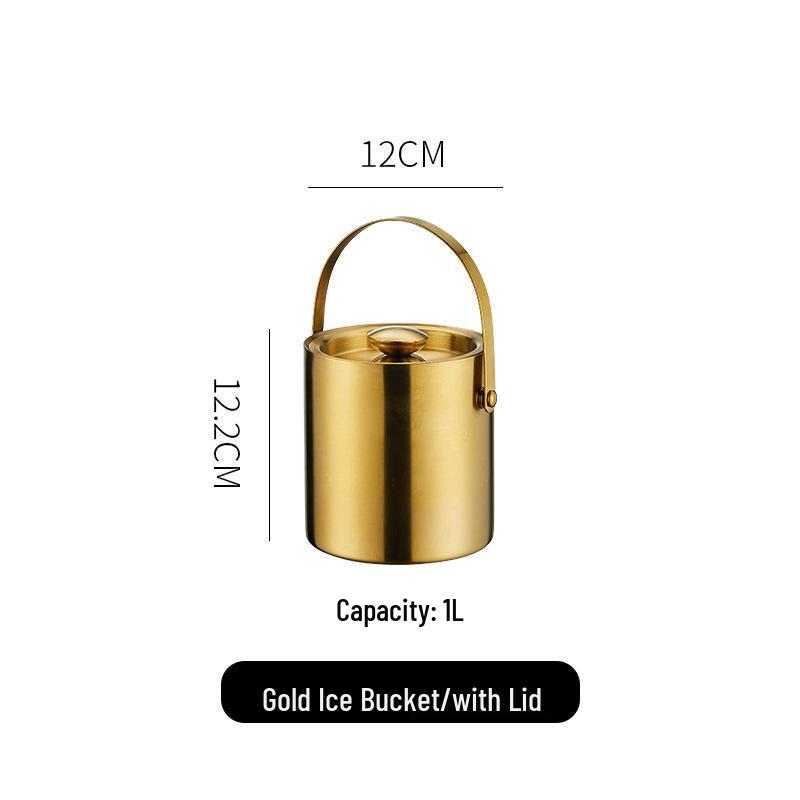 3L Double-Layer Insulated 304 Stainless Steel Ice Bucket with Thickened Handle for Wine & Beer