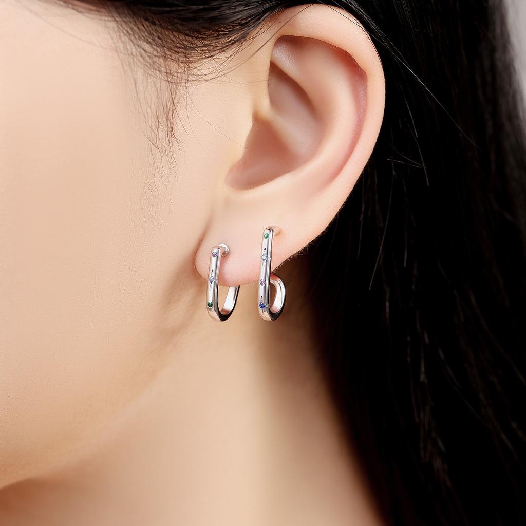925 Silver Starry Sky Double layer Earrings Jewelry Versatile Hoop Earrings For Women Jewelry Fine Birthday Party Gifts