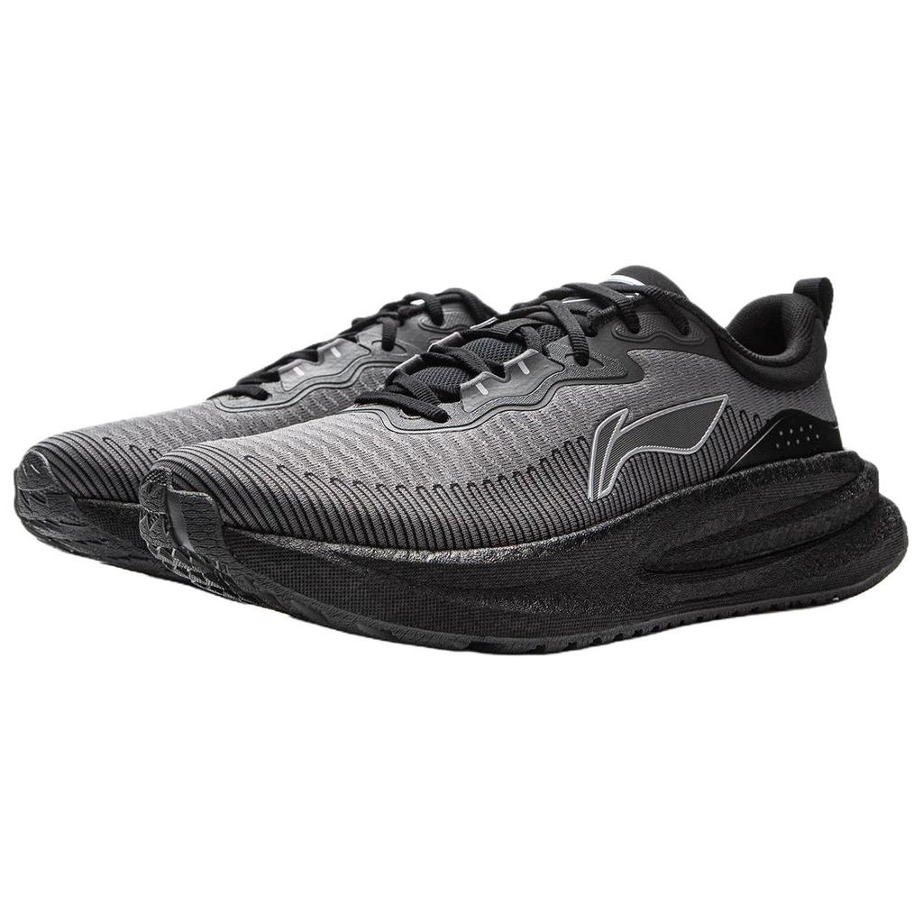 Li Ning Cushioning Slip Resistant Abrasion Resistant Breathable Low Top Running Shoes Men's Coal Smoke Gray ARSV095-5