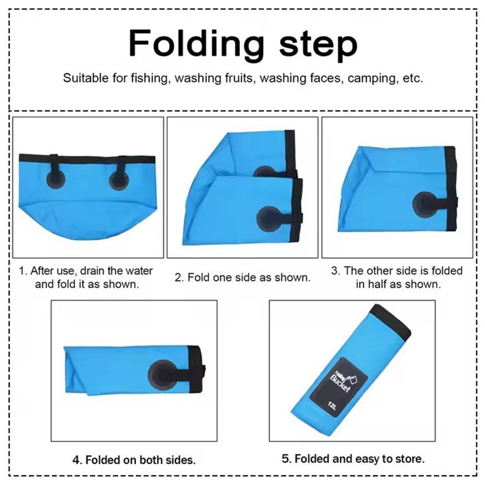 12L Faltbarer Eimer Tragbarer Outdoor-Reise Faltbarer Wassereimer Schüssel Spüle Waschtasche Autowascheimer Multifunktion für Camping