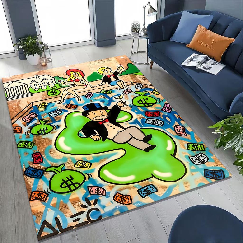 Rich Cartoon Monopoly Dollar Game Money Rug for Bedroom Living Room Sofa Home Doormat Decor,Large Kids Play Non-slip Floor Mat