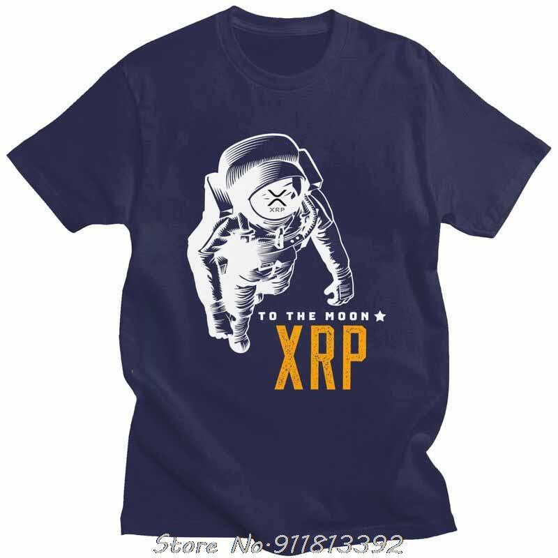 T-shirt Homme Cool Incroyable Vague XRP Lune Vêtement Streetwear Bitcoin Crypto T-shirt Mode Coton Oversize