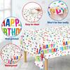 3pcs Birthday Tablecloth, Happy Birthday Decorations Set, Colorful Rainbow Dots Design with Happy Birthday Tablecloth. Waterproof Plastic Table