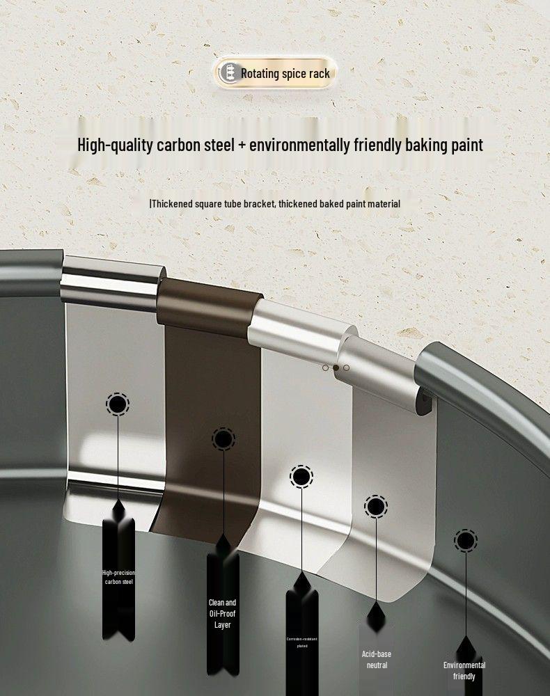 Rotating Kitchen Spice Rack - Multifunctional Storage Tray for Bottles, Oil, Salt, Soy Sauce, and Vinegar.