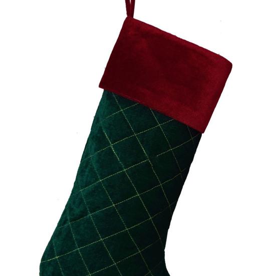1 Stück Karomuster Rot Grün Weihnachtsstrumpf Flanell Feine Textur Strumpf Geschenktüte Heimdeko