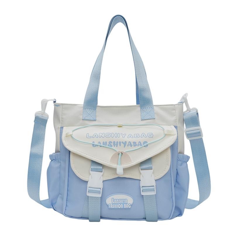 Student Einfache Nachhilfetasche Japanisch Frisch Klappdeckel für Studium und Studienpendeln Umhängetasche Kontrastfarbe Crossbody-Tasche für den Unterricht