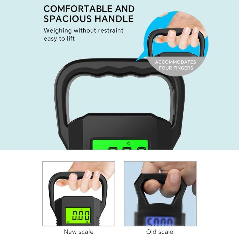 Commercial Heavy Duty Digital 60kg Capacity Hanging Scale with Backlit for Luggage Fish Fishing with Comfortable Handle