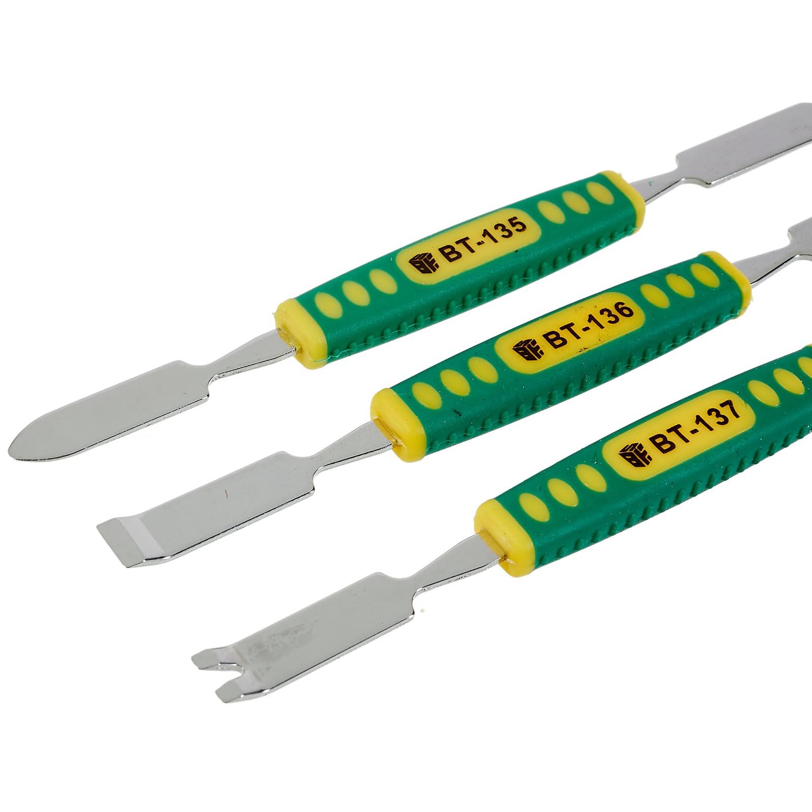 

BEST 3Pcs/Set Metal Crowbar Phone Laptop Tablet Screen Opening Glue Removal Pry Tools with Plastic Handle Type A