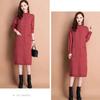 Autumn Winter Women's Half Turtleneck Knit Dress Slim Fit Solid Color Pullover Long Sweater Dress