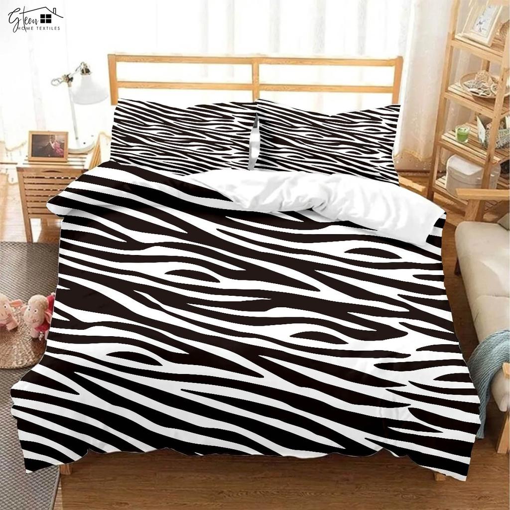 Pink Leopard Black Zebra Print Quilt Cover Soft And Comfortable Duvet Cover Pillowcase Bedding Set Machine Washable 3 Pieces