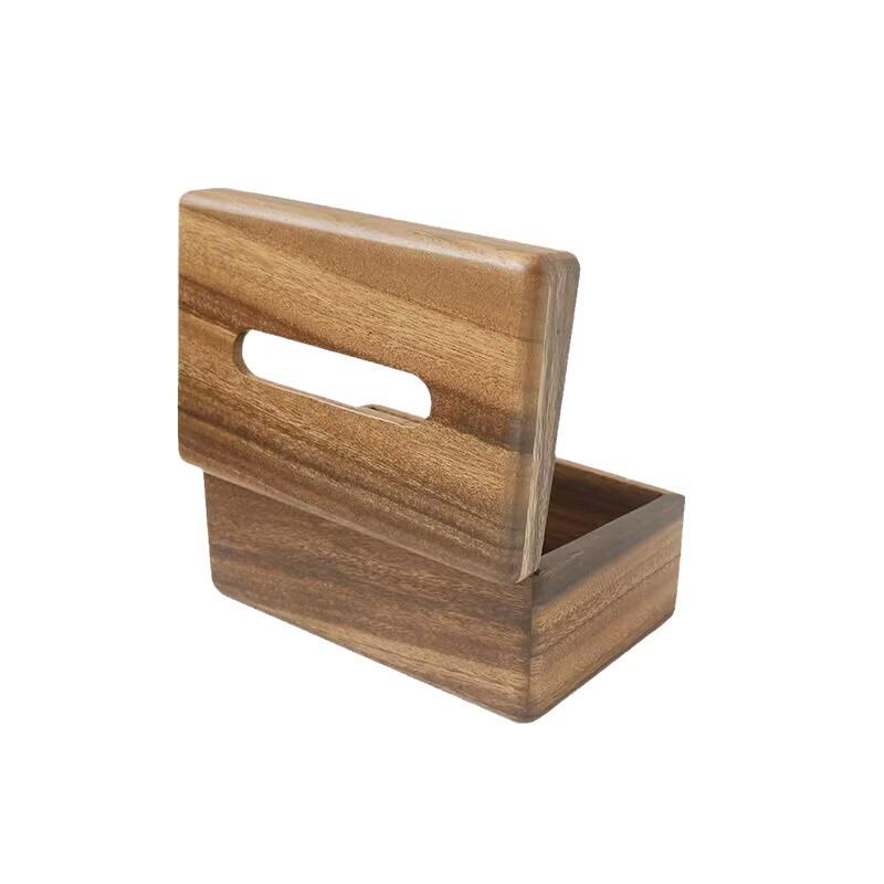 Solid wood tissue box simple household paper box Hotel table desktop living room wooden paper box