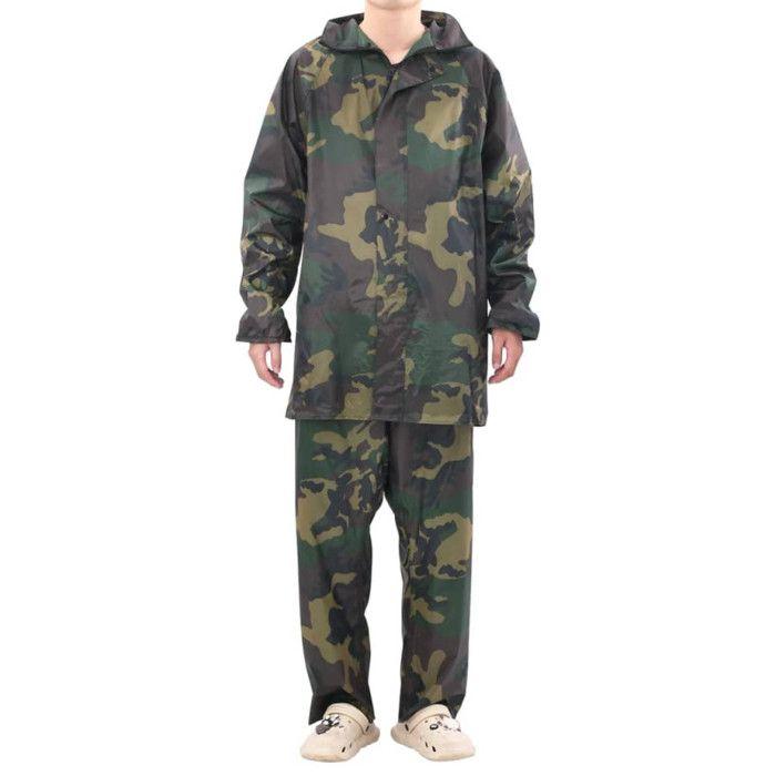 Combinaison de pluie avec capuche 2 pcs Hommes Camouflage XL