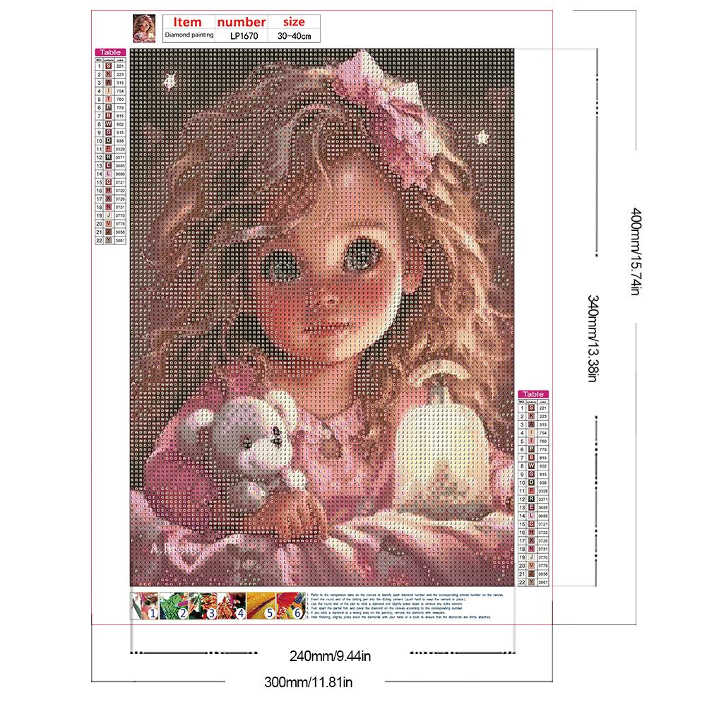 30*40CM 5D DIY Vollrunde Bohrer Strass Süßes Mädchen Kit Kunsthandwerk Mosaik Malerei Stickerei Handgefertigt Heimdekoration Geschenk