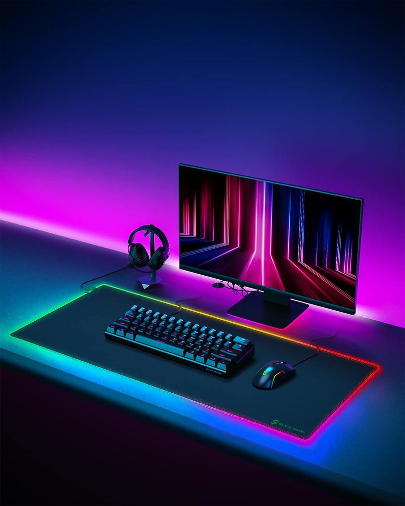 Black Shark Manta P7 Gaming Mouse 900mm x 400mm x 11 RGB Modes Pad, XL, 4mm, RGB, Non-Slip, Large,