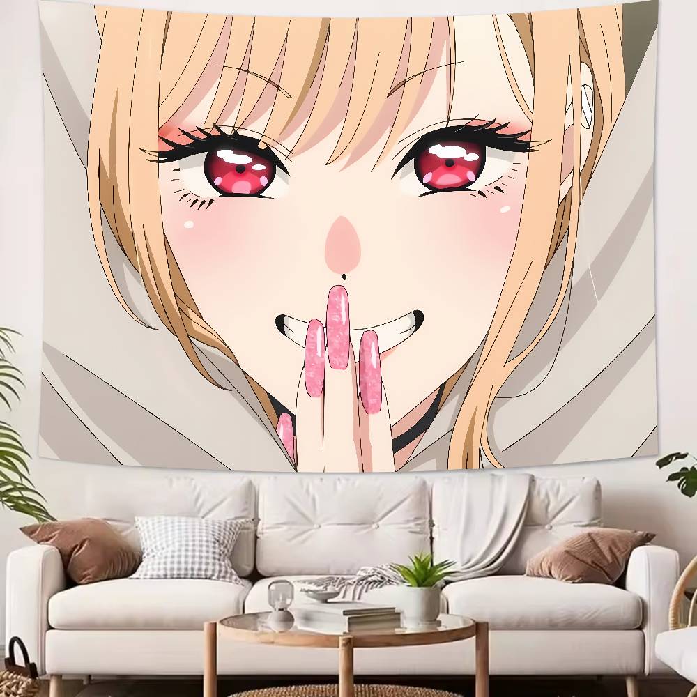 Large Kawaii Pretty Girl Marin Kitagawa Tapestry Wall Hanging Wall Rugs Dorm Decor Blanket Camping Decoration Tapestry