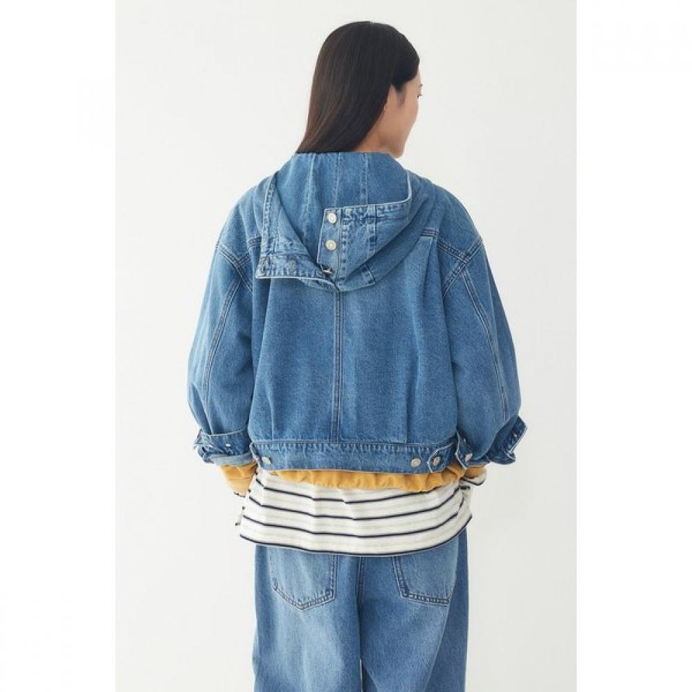 STUDIO TOMBOY Button Detail Denim Hoodie Jumper 9106313001
