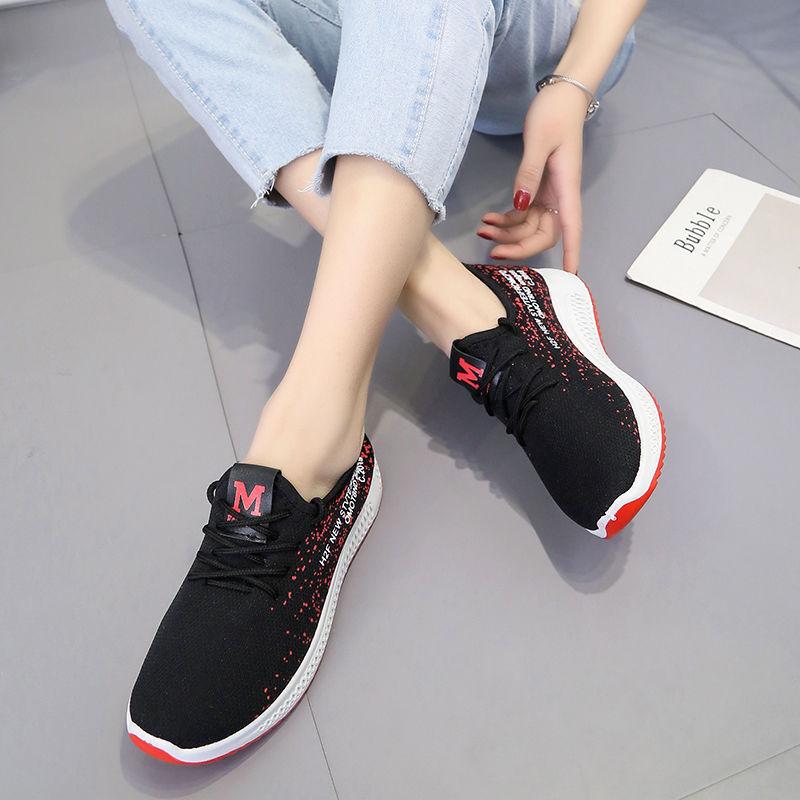 Spring and Summer Korean Version of All-match Women's Sports Shoes New Breathable Mesh Running Shoes Casual Soft Bottom Travel Women's Shoes