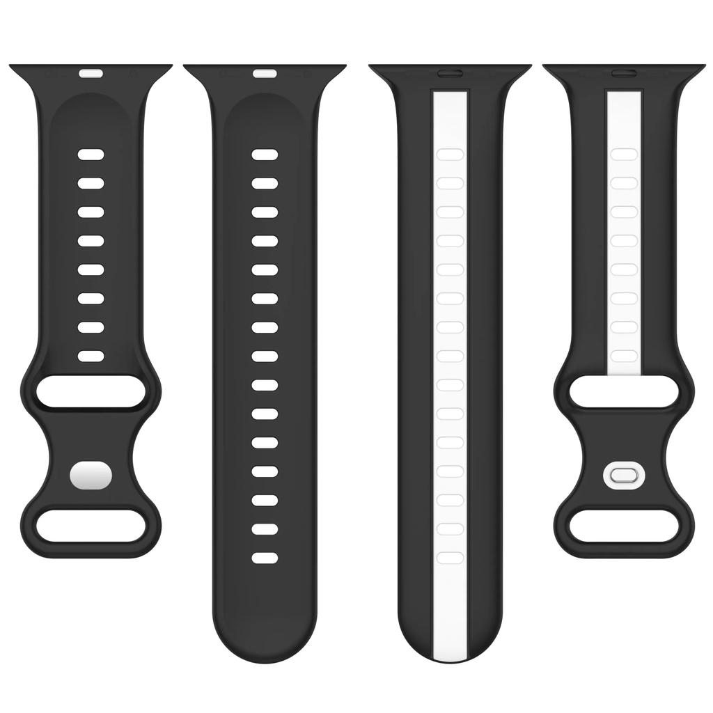 Silicone Strap For Apple Watch Ultra 3/2 Band 49mm 45mm 41mm 44mm 42mm 46mm Two-color Bracelet iWatch 11 10 9 8 7 6 5 4 SE Belt