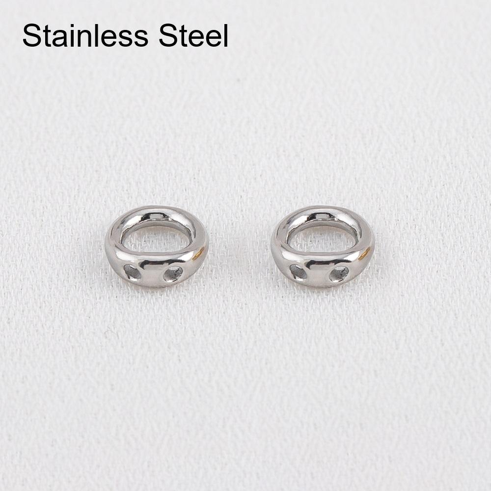 10pcs 20pcs Brass End Bead Tip Double Holes Connector Rings End Caps Dia.5.3mm for Necklace Bracelet Jewelry Making Accessories