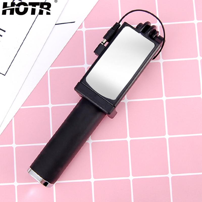 Mirror Monopod Premium Quality Wired Selfie Stick Extendable Design Travel For