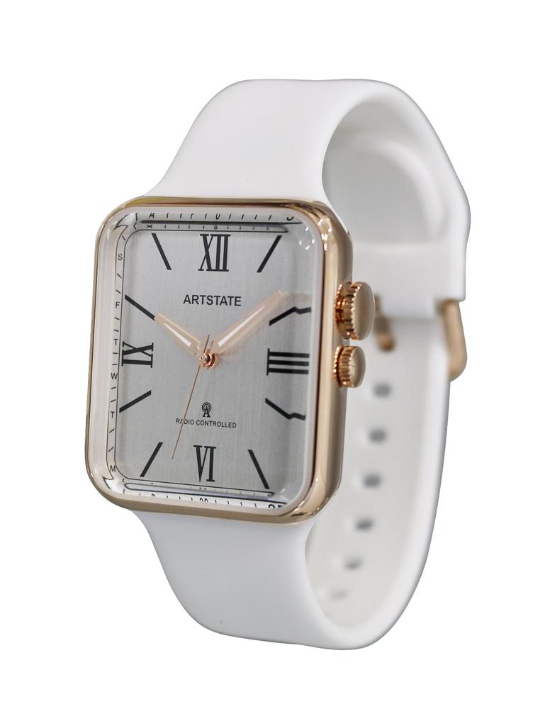 TPU Square Long Life [ARTSTATE AS3260] Men's Radio-Controlled Watch, Strap, Face, (WHITE)