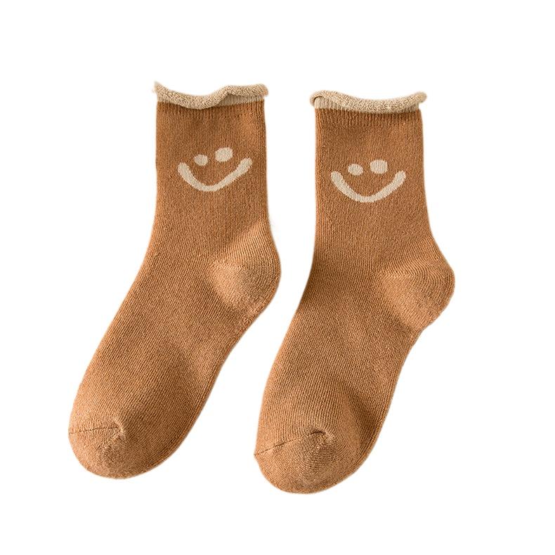 1-10Pair Smiley Face Snow Socks Thick Terry Loop Mid Calf for Winter Sports Home Comfort Moisture Wicking Warm Socks