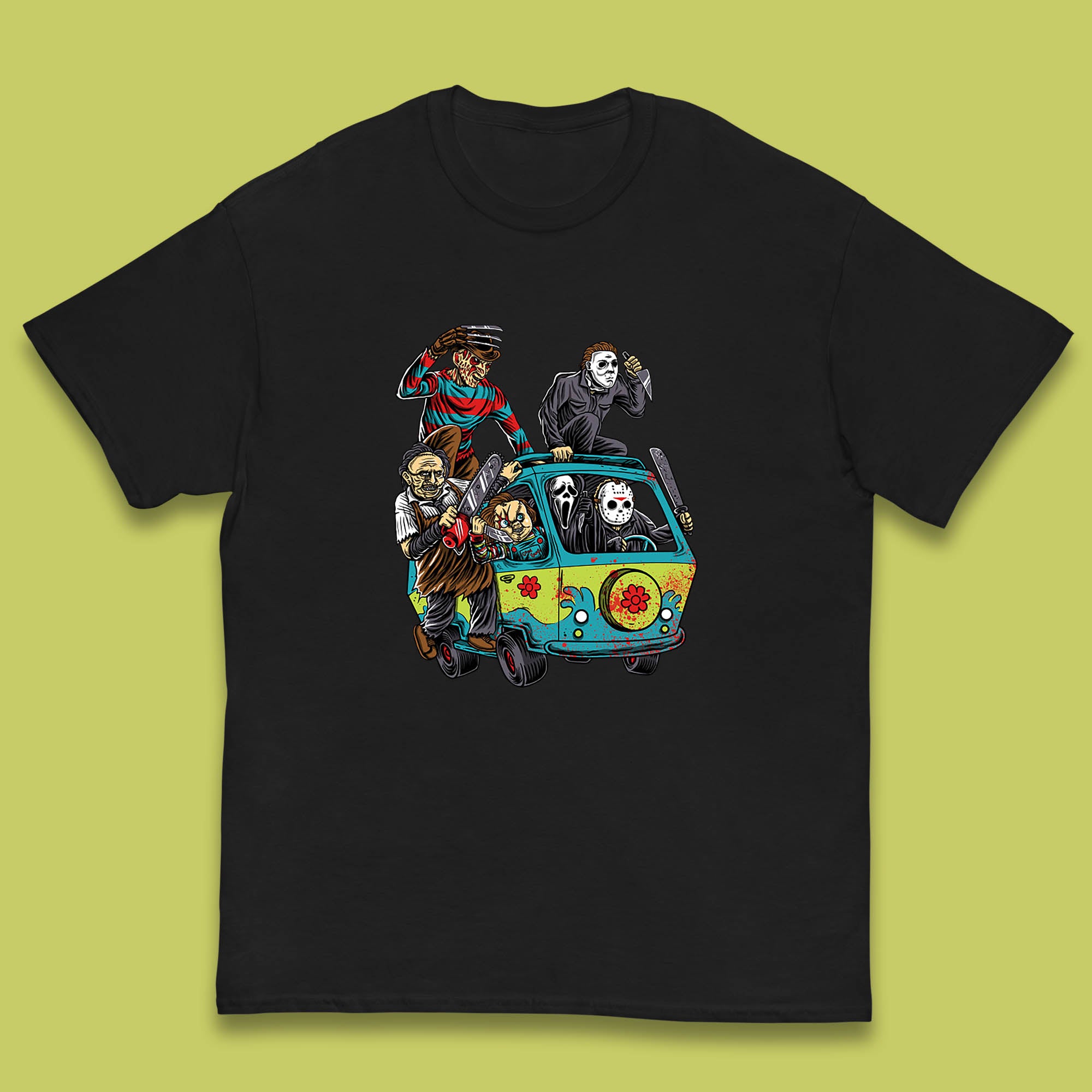 Halloween Scooby Doo Friends Van Horror Movie Villians Characters Mystery Machine Kids T Shirt 140