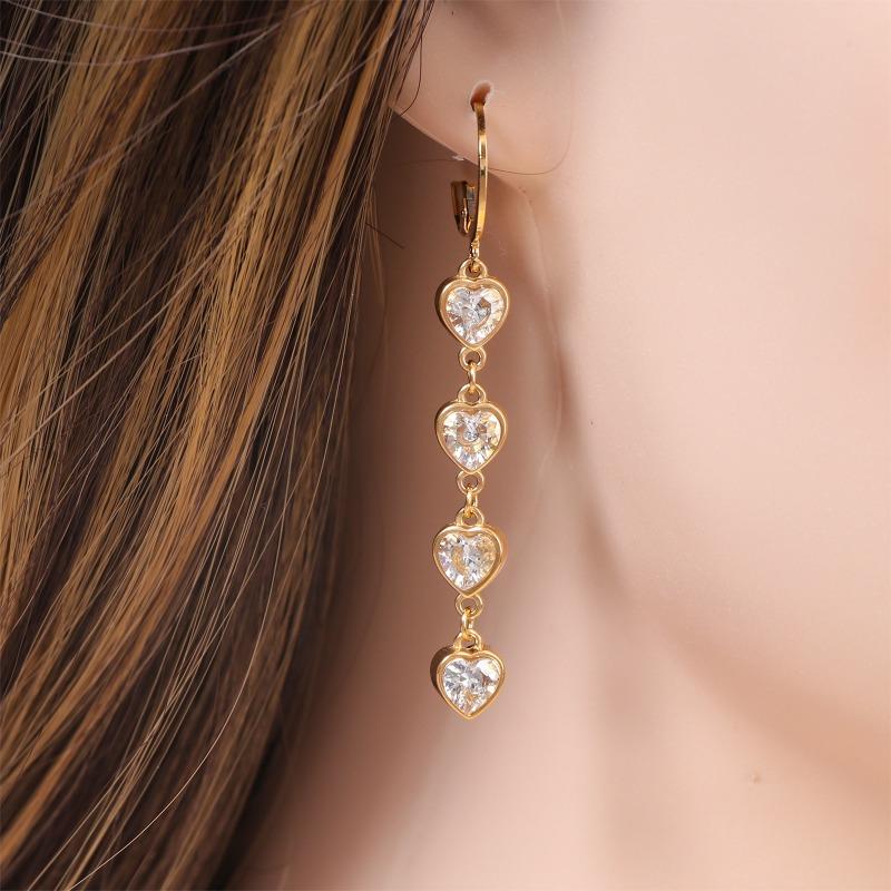 Fashion Retro Love Zircon Series Necklace Earring Bracelet Set
