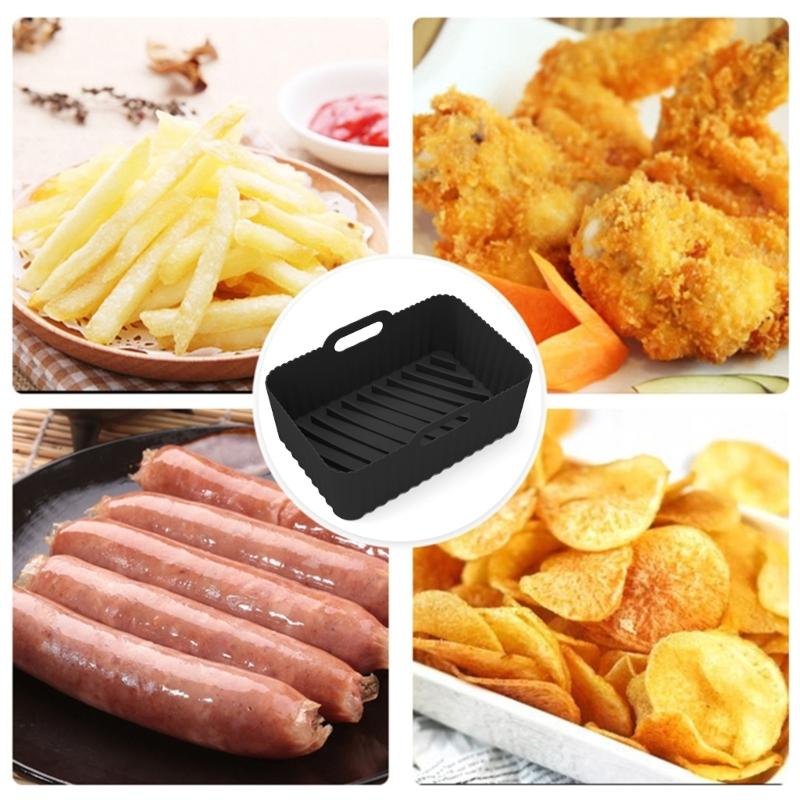 Air Fryer Silicone Pot Air Fryers Oven Baking Tray for Pizza Fried Chicken Air Fryer Accessories Baking Pan Reusable Mat