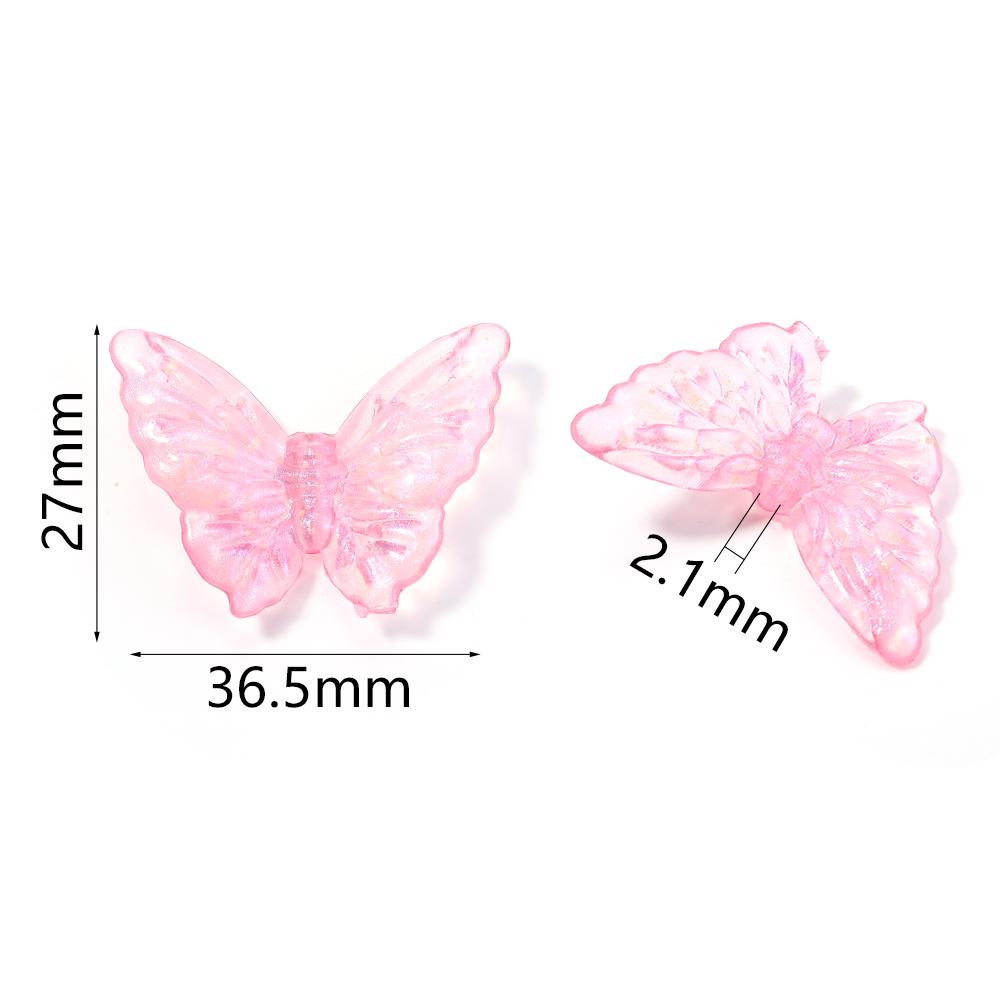 20pcs 36.5x27mm Acrylic Butterfly Beads Colorful Luminous Loose Beads For Jewelry Making DIY Necklace Earrings Phone Key Chain