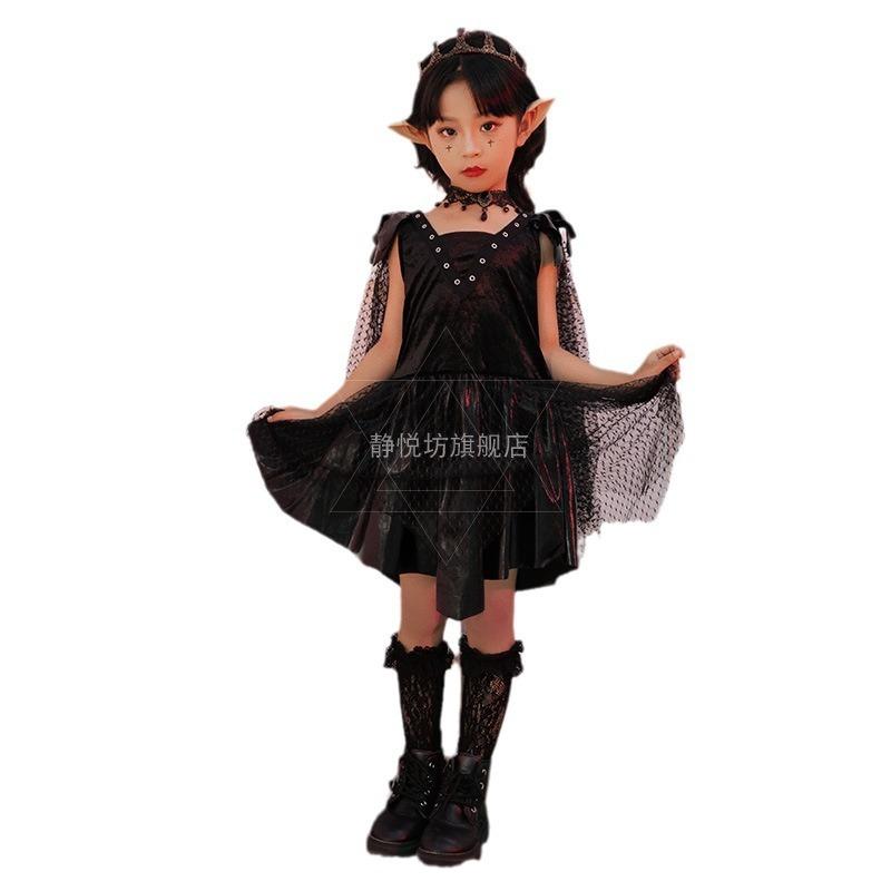 Halloween Children's Costume Witch Stage Show Girls Showroom Model Vampire Night Elf Dress