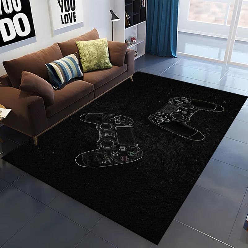 Game Rug for Gamers Boys Teens Kawaii Bedroom Living Room Decor Game Controller Gamepad Carpet Polyester Floor Mat Furry Doormat